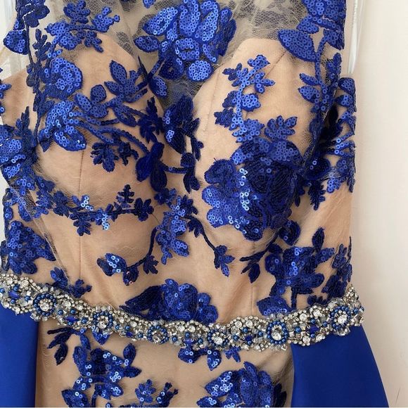 Terani Couture royal blue prom dress / evening  gown 12 - Picture 5 of 13